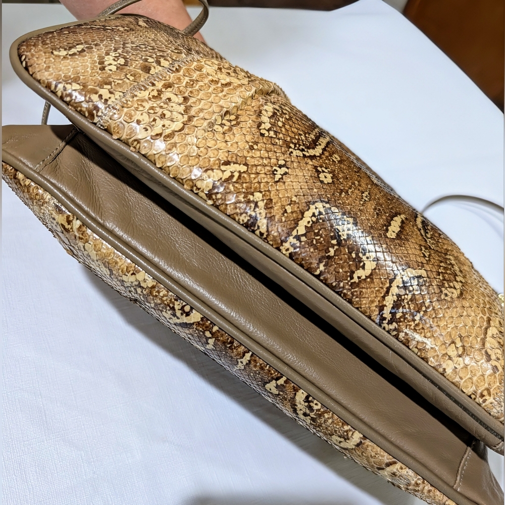 Vintage Authentic Python Leather Shoulder Bag Pur… - image 8